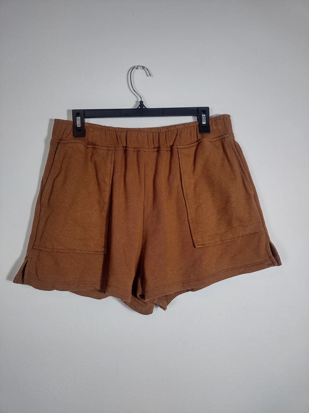 Madewell Front Pocket Cotton-Hemp Pull On Sweatshorts Dried Acorn Orange Brown